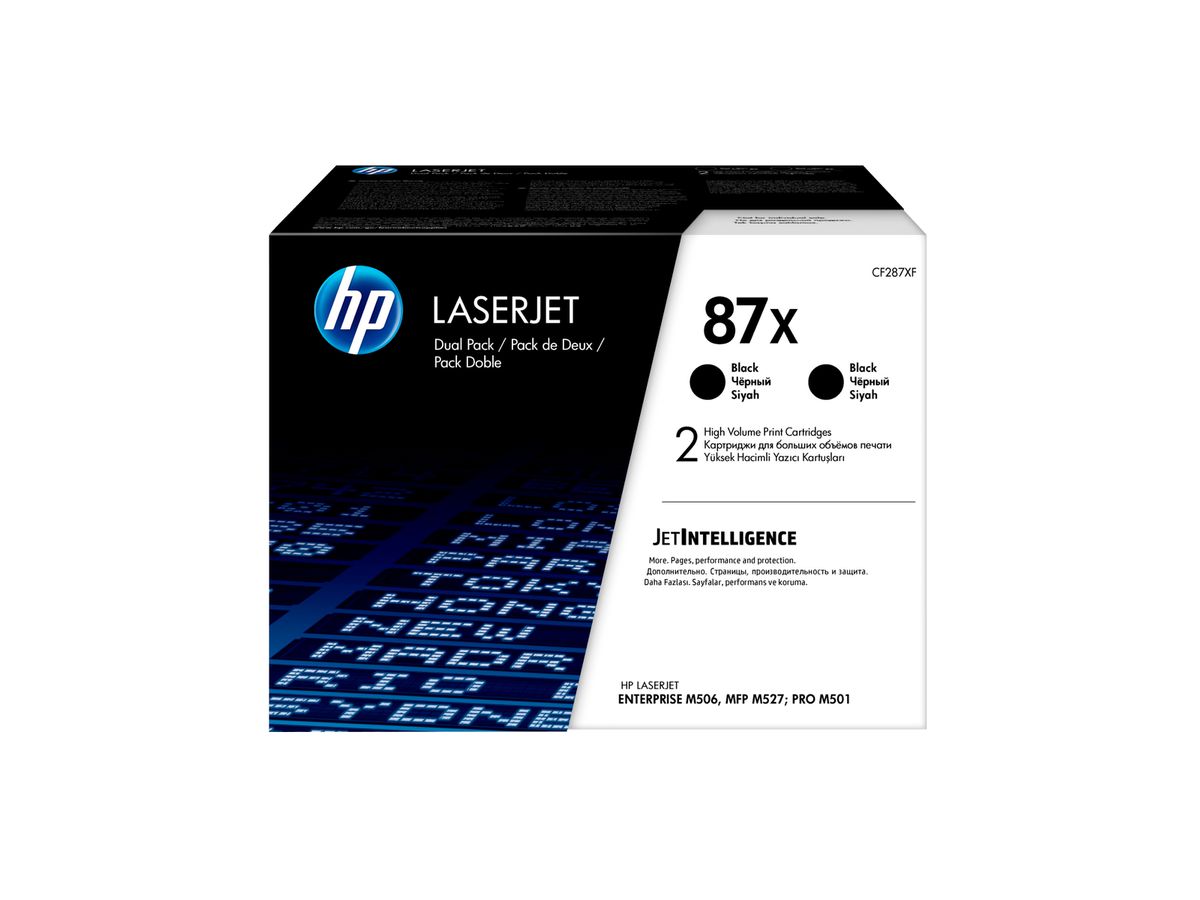 HP 87X LaserJet, lot de 2 cartouches de toner grande capacité authentiques, noir