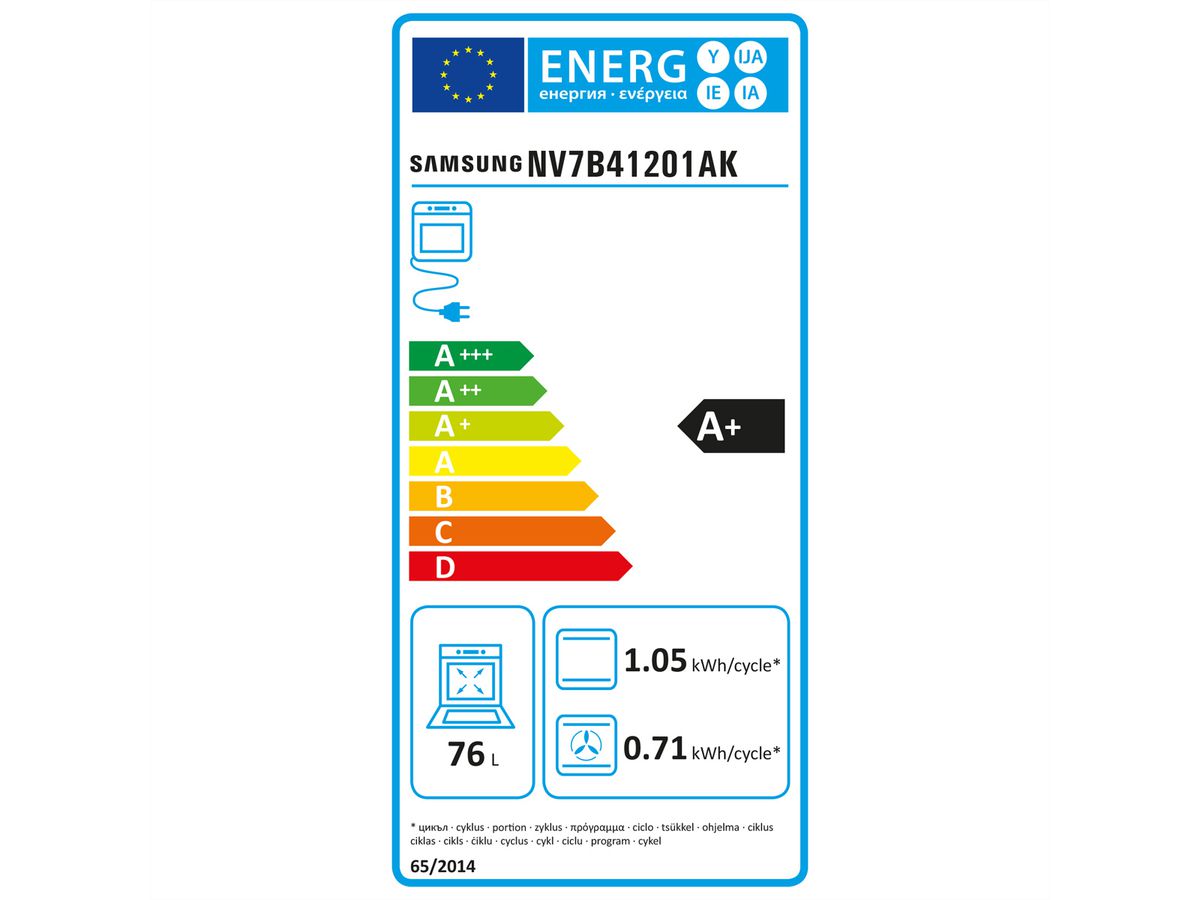 Samsung Four NV7000, A+, 76l, Clean Black, NV7B41201AK/U3