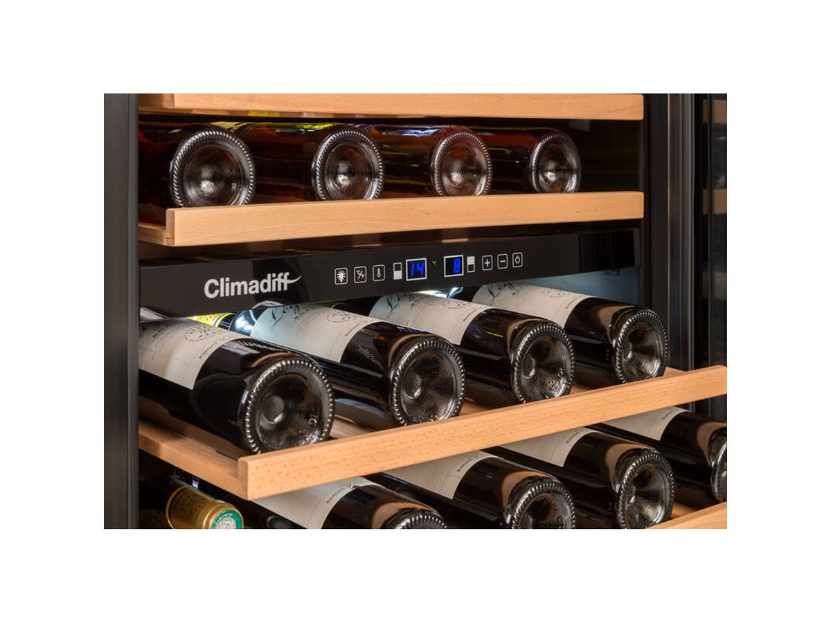 Climadiff Weinkühlschrank CBU50D2B, Unterbau, 2 Zonen, 51 Flaschen