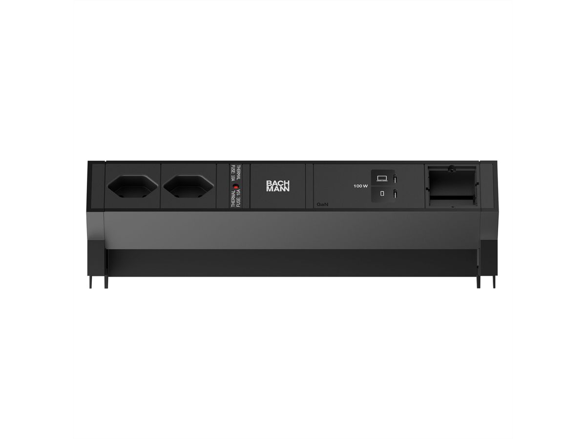 BACHMANN DESK2 2xCH 90° 1xUSB C/C 100W, 1xCM L=0,2m RAL9005