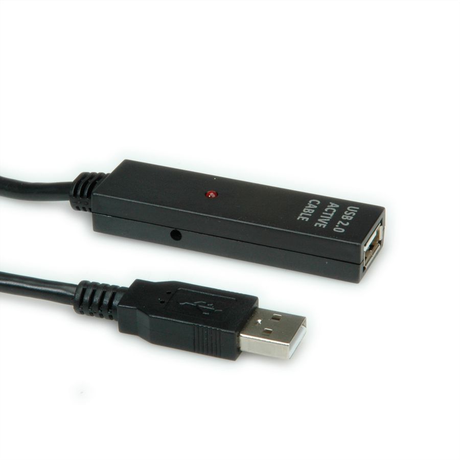 VALUE Prolongation active USB 2.0 avec Repeater, noir, 30 m
