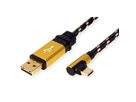 ROLINE GOLD USB 2.0 Kabel, USB A ST reversibel  - USB C ST gewinkelt, 0,8 m