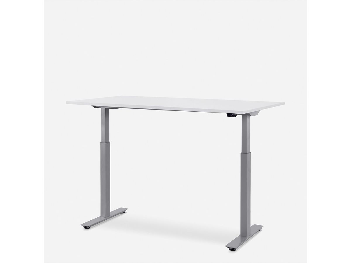 WRK21 Schreibtisch Smart 140 x 80 cm, Höhenverstellbar, Weiss Uni / Grau