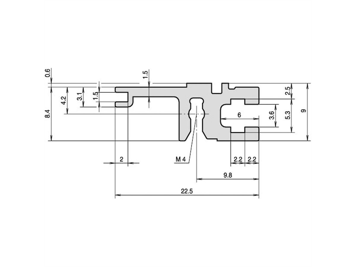 Rail horizontal SCHROFF, arrière, type L-ST, léger, standard, 84 CV