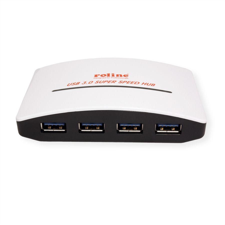 ROLINE USB 3.2 Gen 1 Hub "Black and White", 4 Ports, mit Netzteil