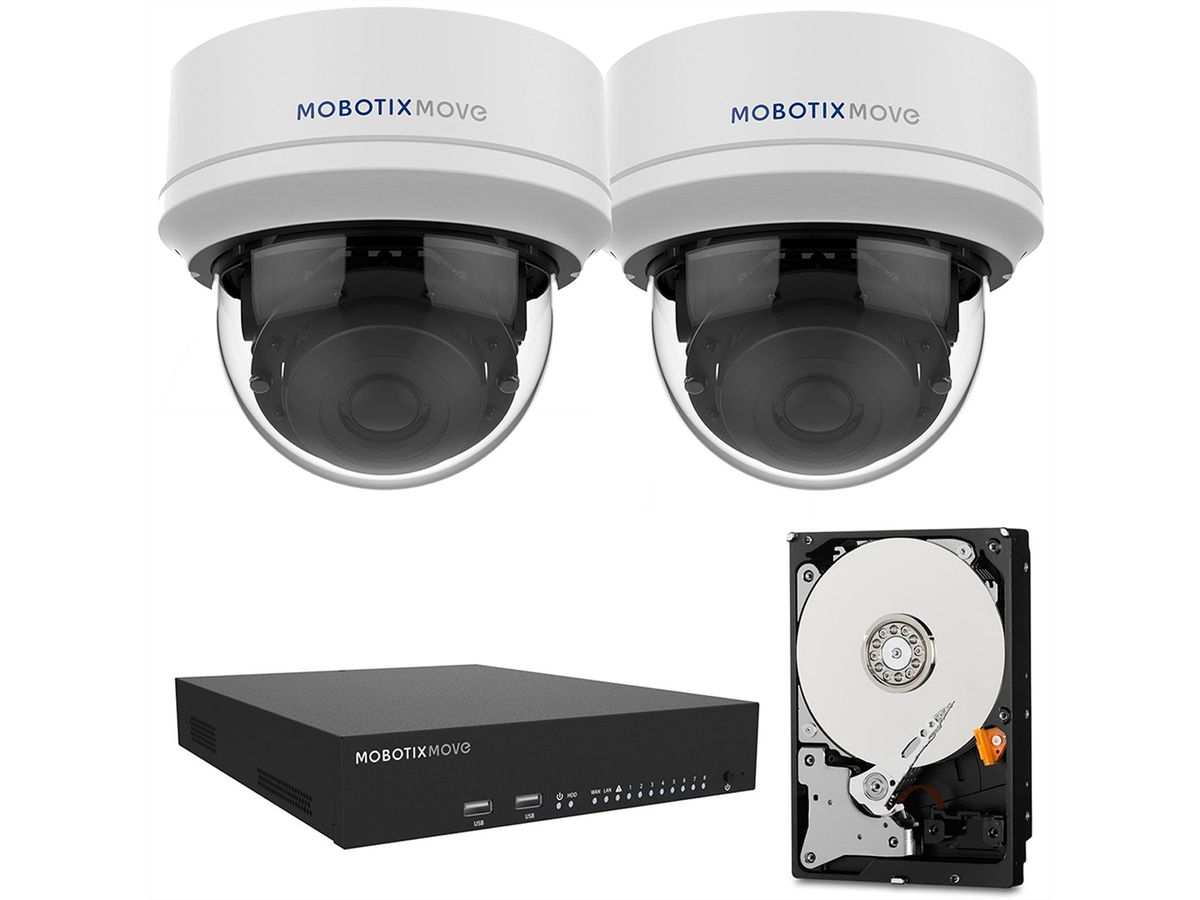 MOBOTIX Komplett-Set MOVE Dome Kamera 5MP + NVR + 2TB Hard Disk