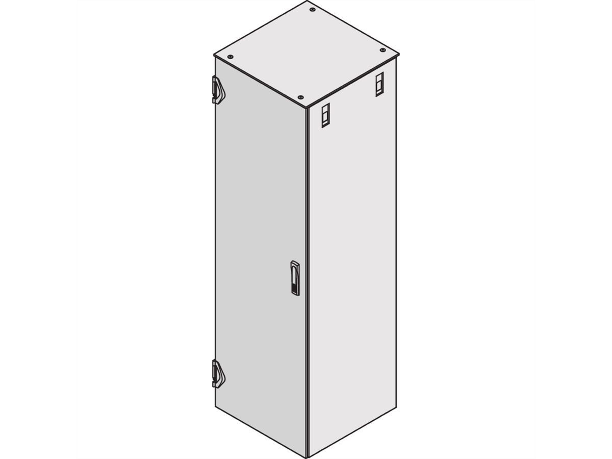 Porte acier Varistar SCHROFF, neutre, IP 20, verrouillage 1 point, raidisseur central, RAL 7035, 2200H 600W