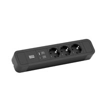 BACHMANN Prise multiple, 12x, aluminium, noir, 2 m