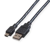 ROLINE USB 2.0 Kabel, Typ A - 5-Pin Mini, schwarz, 0,8 m