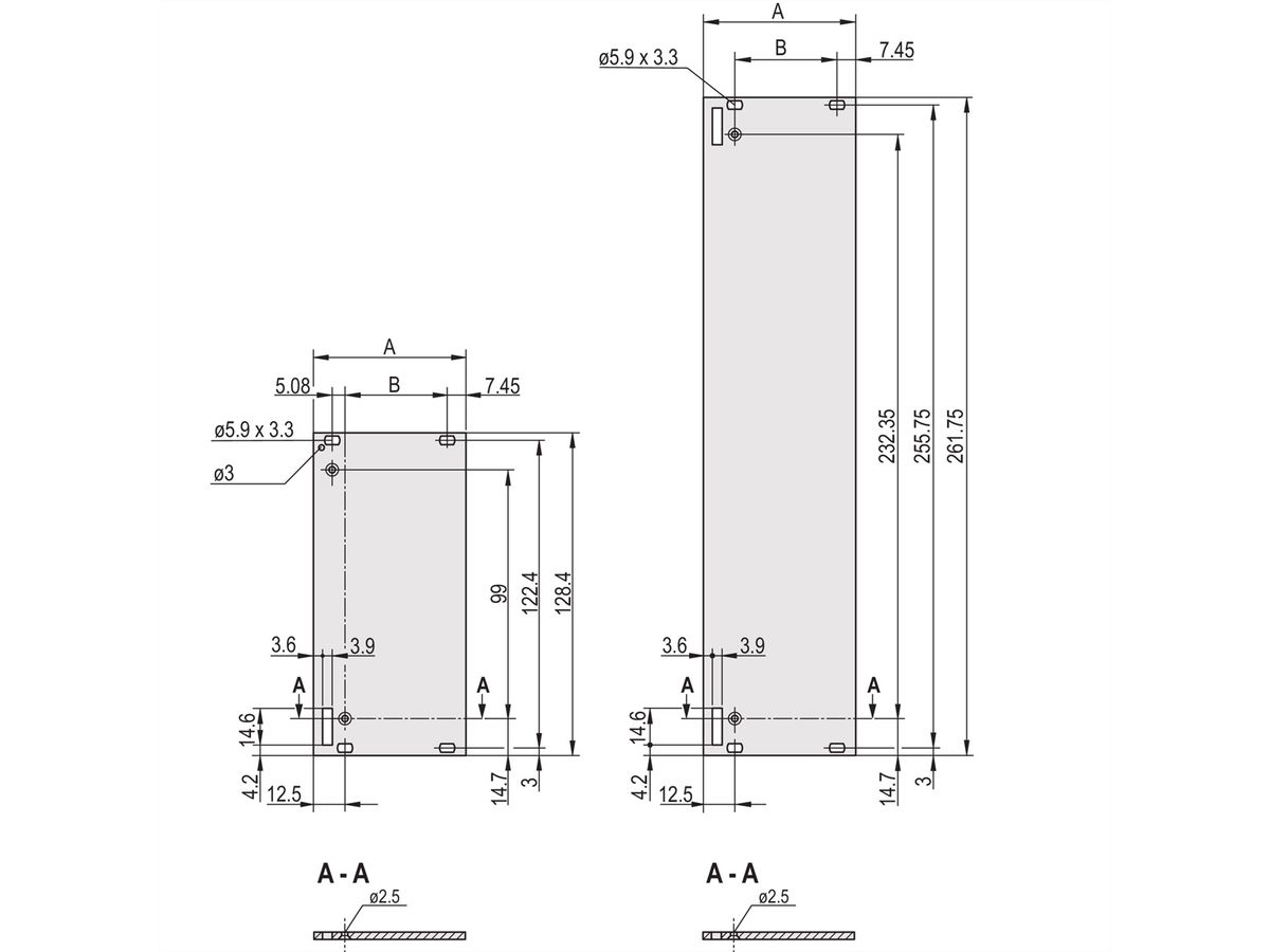 SCHROFF Frontplatte ungeschirmt für Steckbaugruppe mit Aushebegriff in Trapezform - FRONTPLATTE EMC 3HE 5TE EL/C