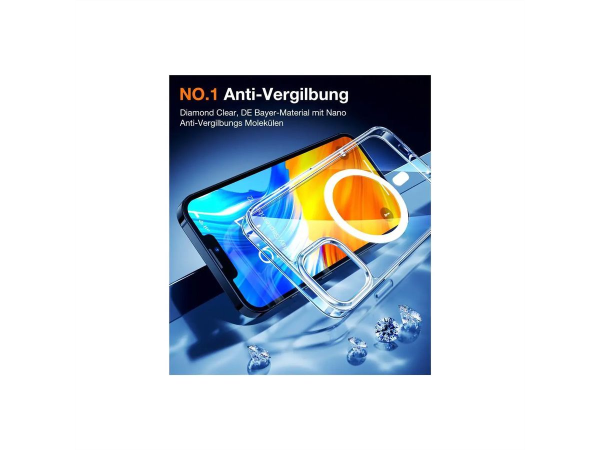 Torras Diamond Case iPhone 15, MagSafe, transparent