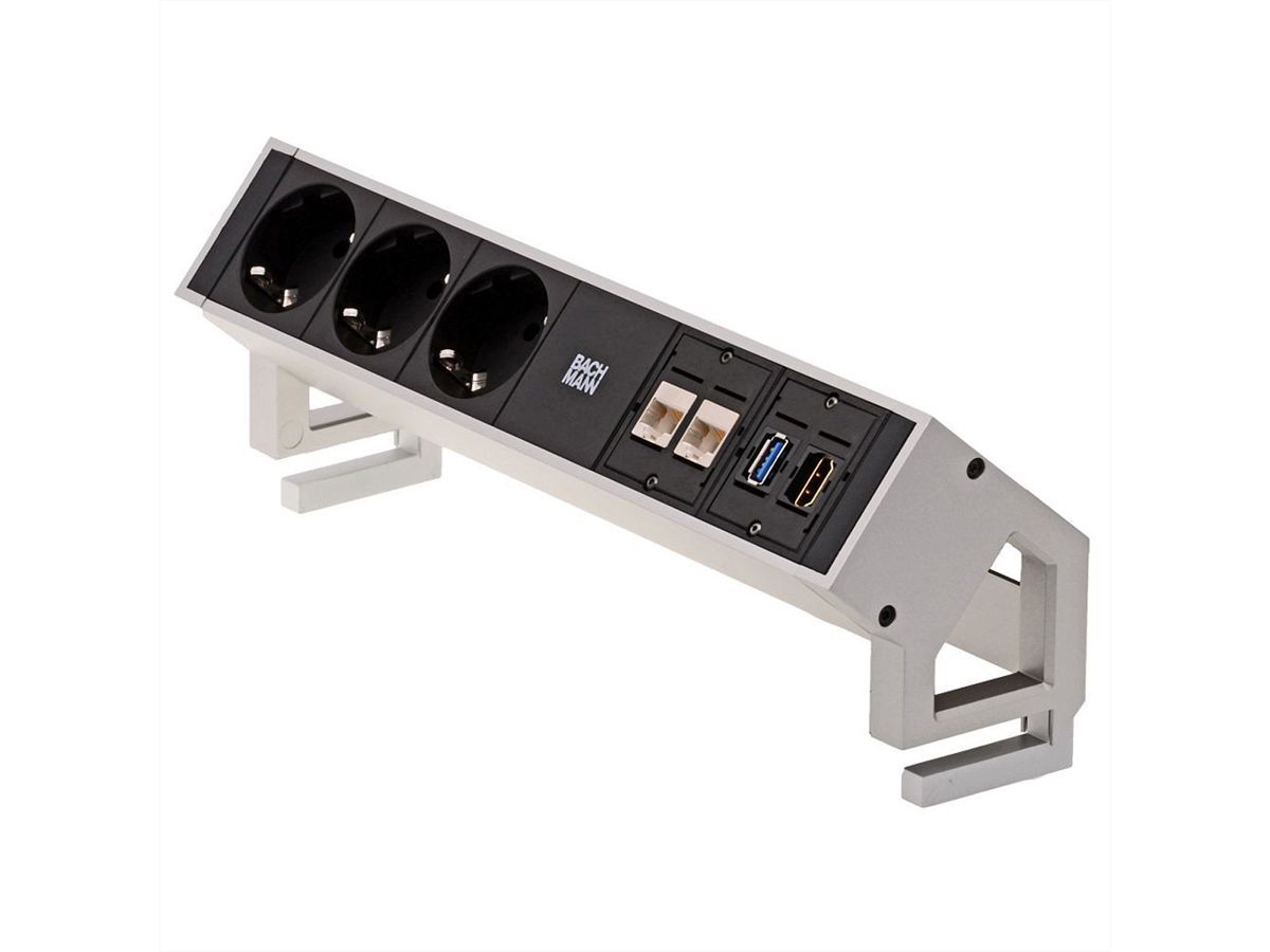 BACHMANN DESK2 3x contact de protection, 2x CAT6, 1x HDMI, 1x USB 3.0