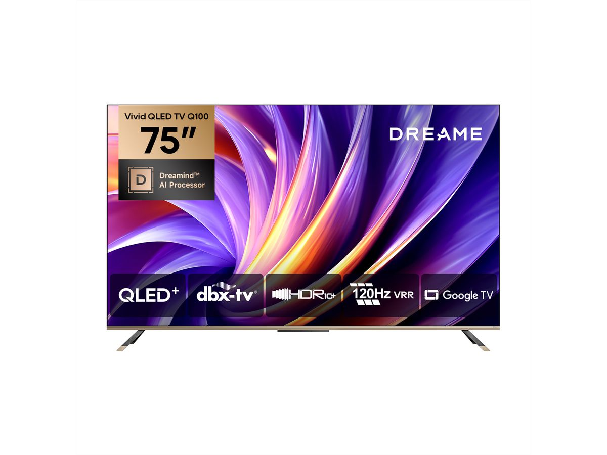 Dreame TV 75", Q100, Vivid QLED-4K, 120Hz, Mineral Black