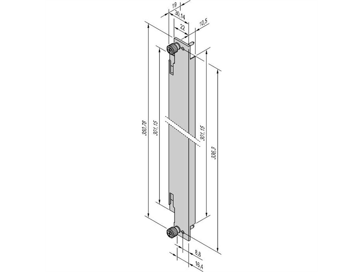 SCHROFF AdvancedTCA Face avant, renforcée, avec charge de ressort pour IEA 8U, 6 HP, 1 mm