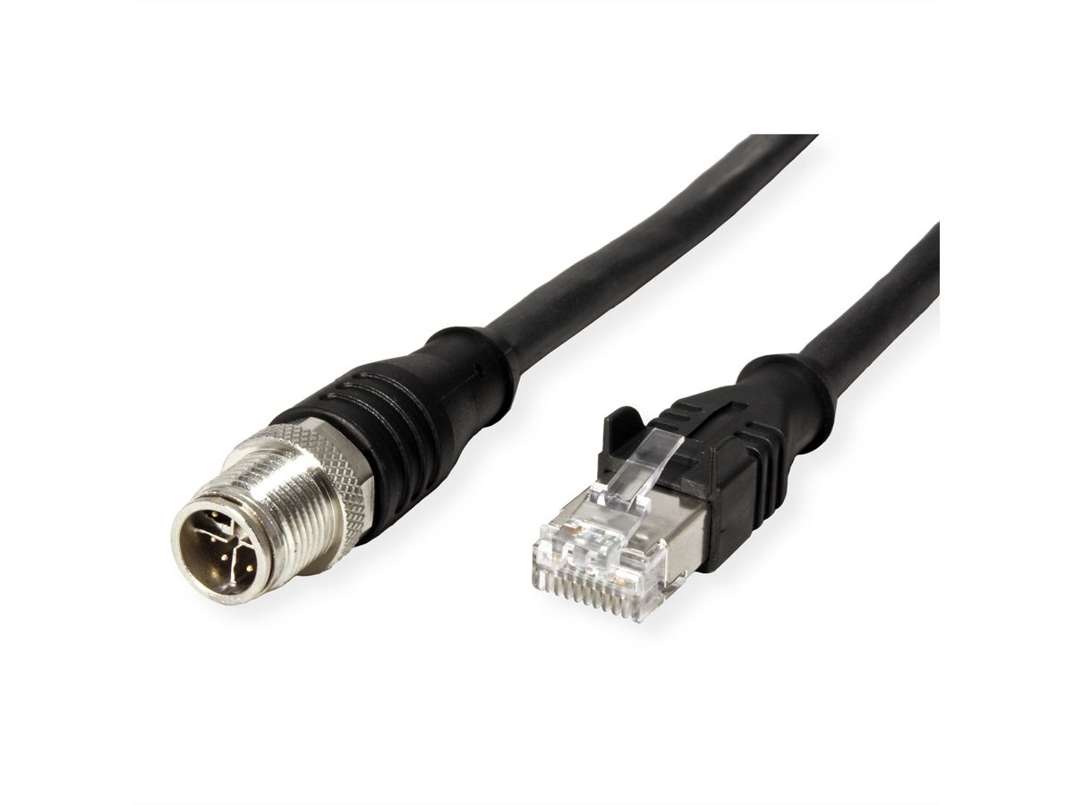 METZ CONNECT Verbindungsleitung M12 ST-RJ45 ST, 4-polig X-kodiert, schwarz, 5 m