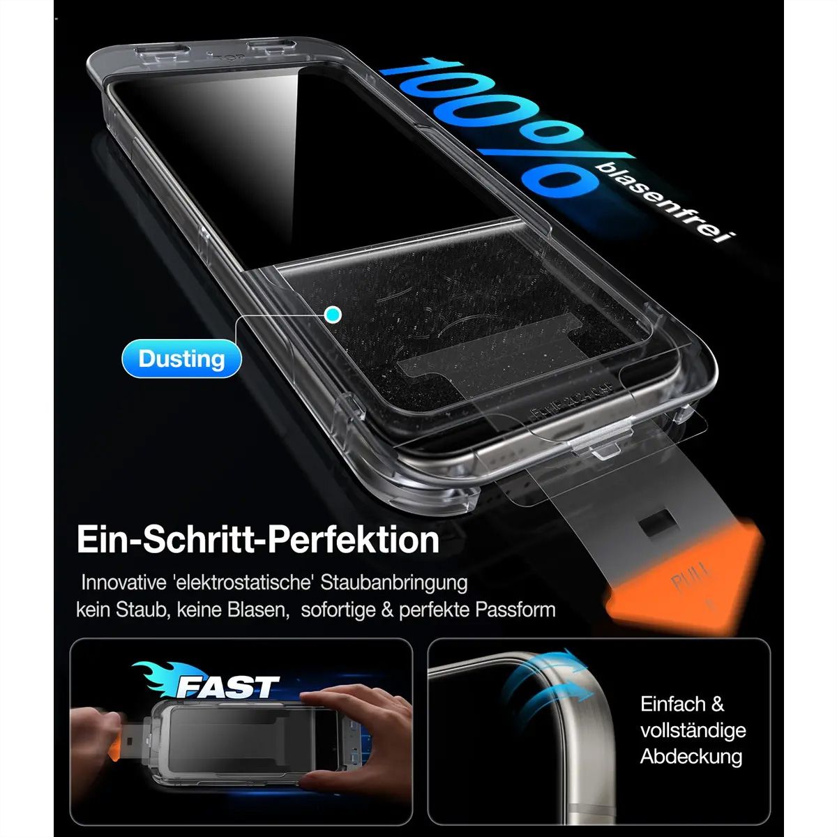 Torras Install Master Displayschutz, Privacy, iPhone 16 Pro Max, transparent