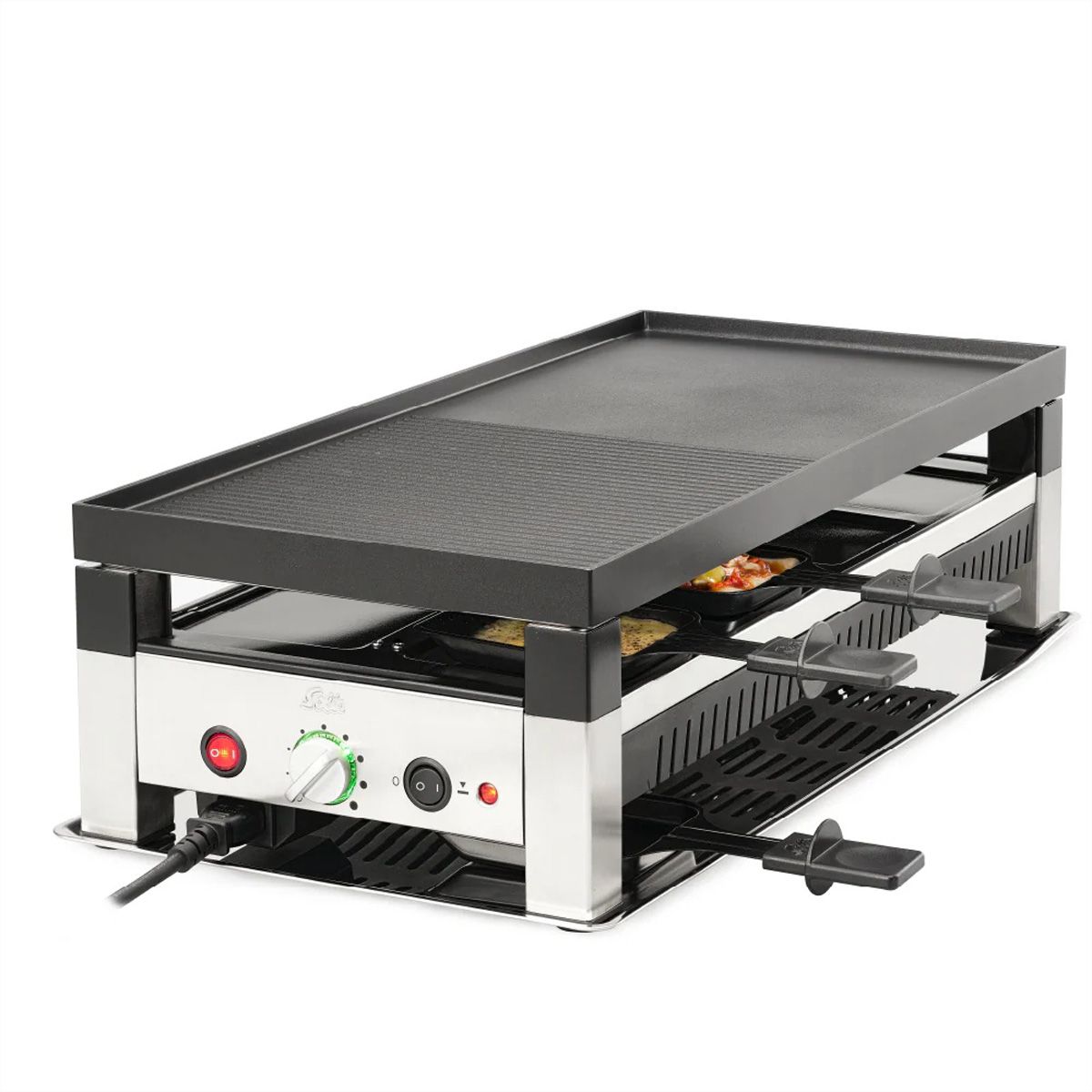 Grill à raclette et à pizza Solis pour 8 personnes, gris