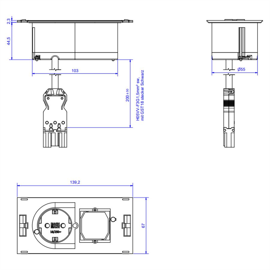 BACHMANN DUE 1xCEE7/3 1xCM 0,2m GST18