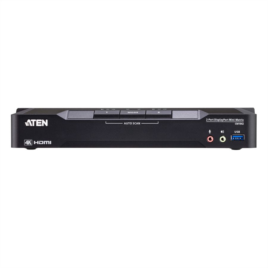 ATEN CM1942 2-Port 4K DP Dual Display Mini Matriv Boundless KVM