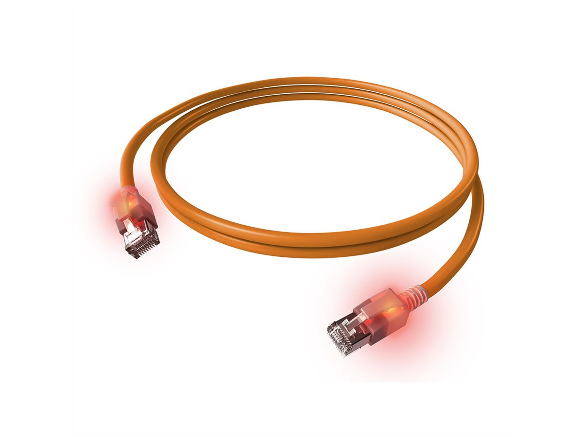 Cordon EasyLan DualBoot® LED Cat.6A (Classe EA) S/FTP, LSOH, orange, 0,5 m