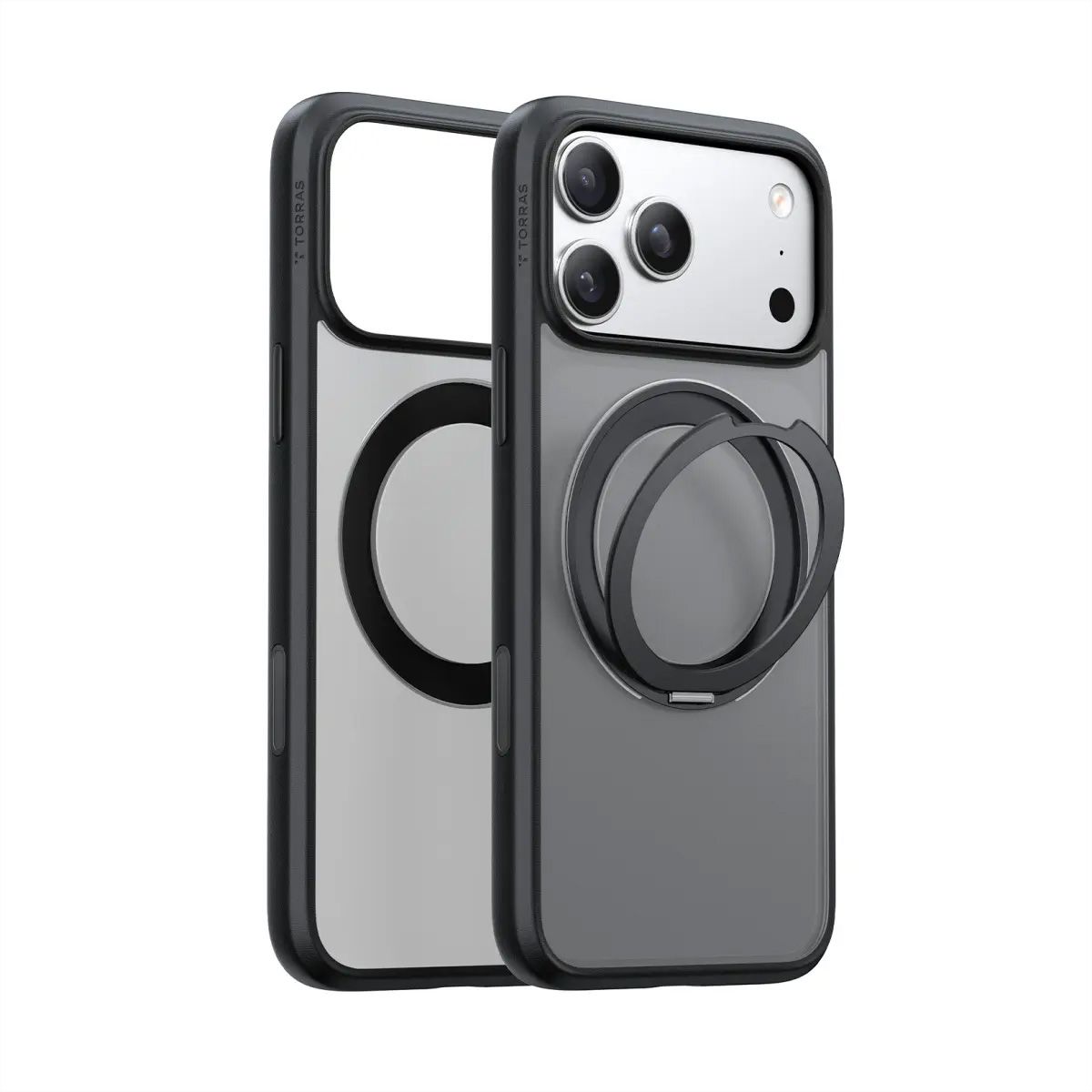 Torras Ostand Spin Softune Case, iPhone 17 Pro Max, MagSafe, noir