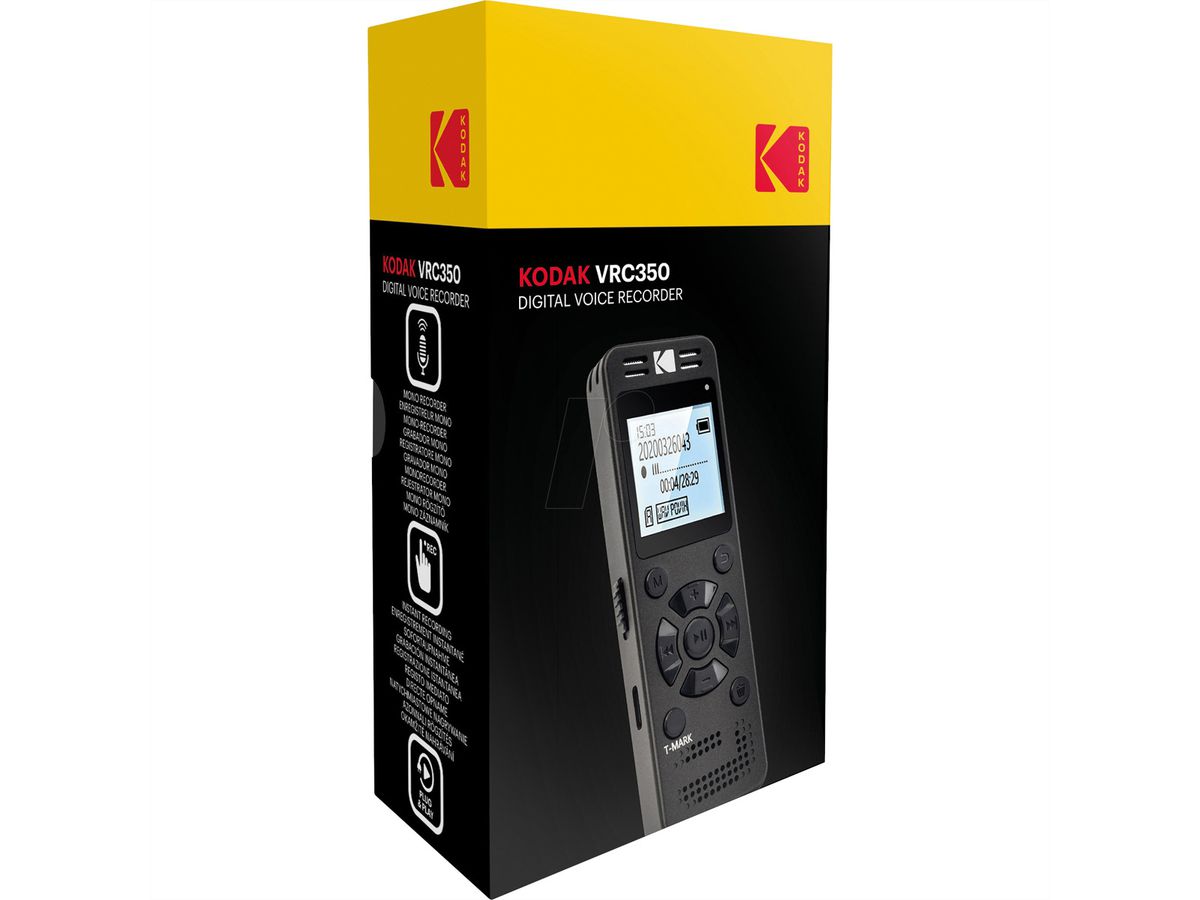 Enregistreur vocal numérique Kodak VRC350, 8GB - Gris - Métal