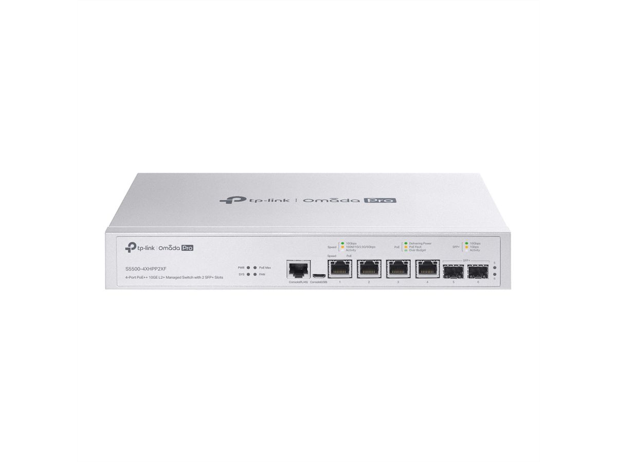 TP-Link Campus Switch S5500-4XHPP2XF , 4x10G PoE++ 2xSFP+ Managed Switch