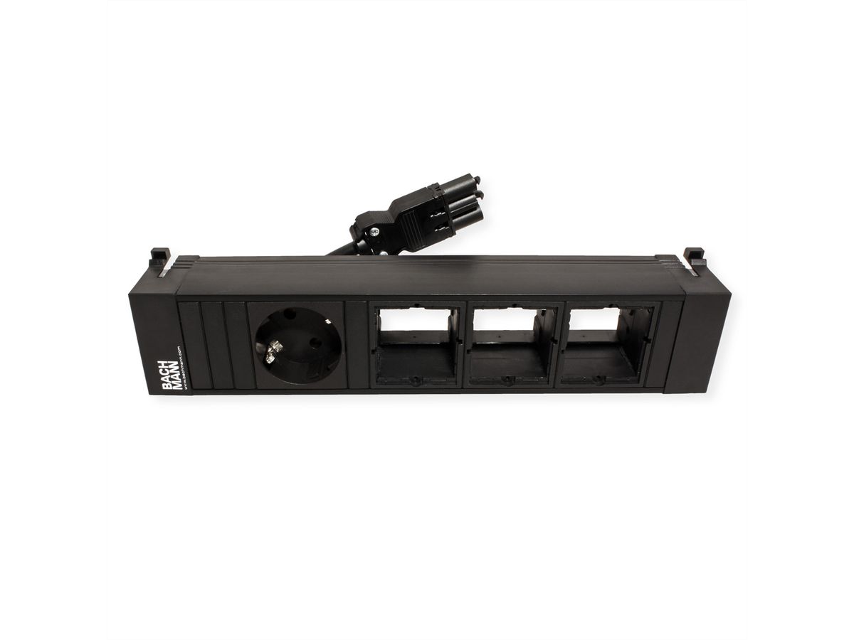 BACHMANN POWER FRAME Medium 1x contact de protection 3x ABD, plastique, Chargeur USB 22W 1xABD 0,2m GST18 INOX