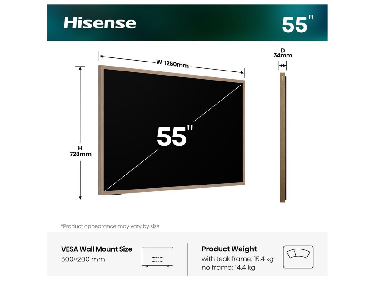 Hisense TV 55S7DS 55", QLED 4K, 144Hz, Canvas TV