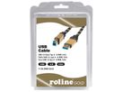 ROLINE GOLD Câble USB 3.2 Gen 1, type A mâle - B mâle, Retail Blister, 0,8 m