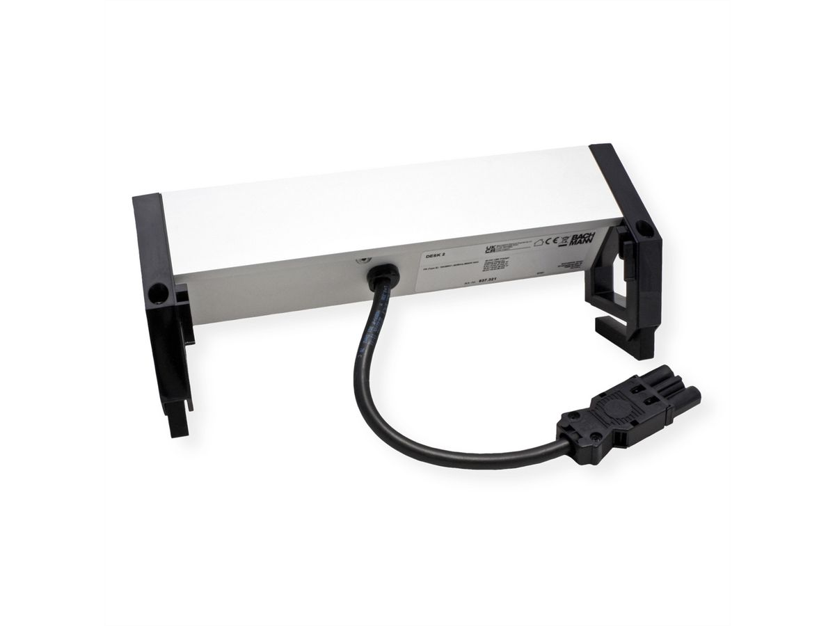 BACHMANN DESK2 ALU BLACK 2xUTE 1xUSBC 60W 0,2m GST18