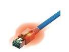 EasyLan DualBoot LED Patchkabel RJ45 S/FTP Kat.6A (Class EA), mit saCon Stecker, LSOH, blau, 0,5 m