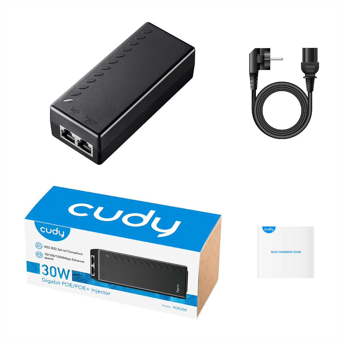CUDY POE200 Injecteur 30W PoE+/PoE, Gigabit