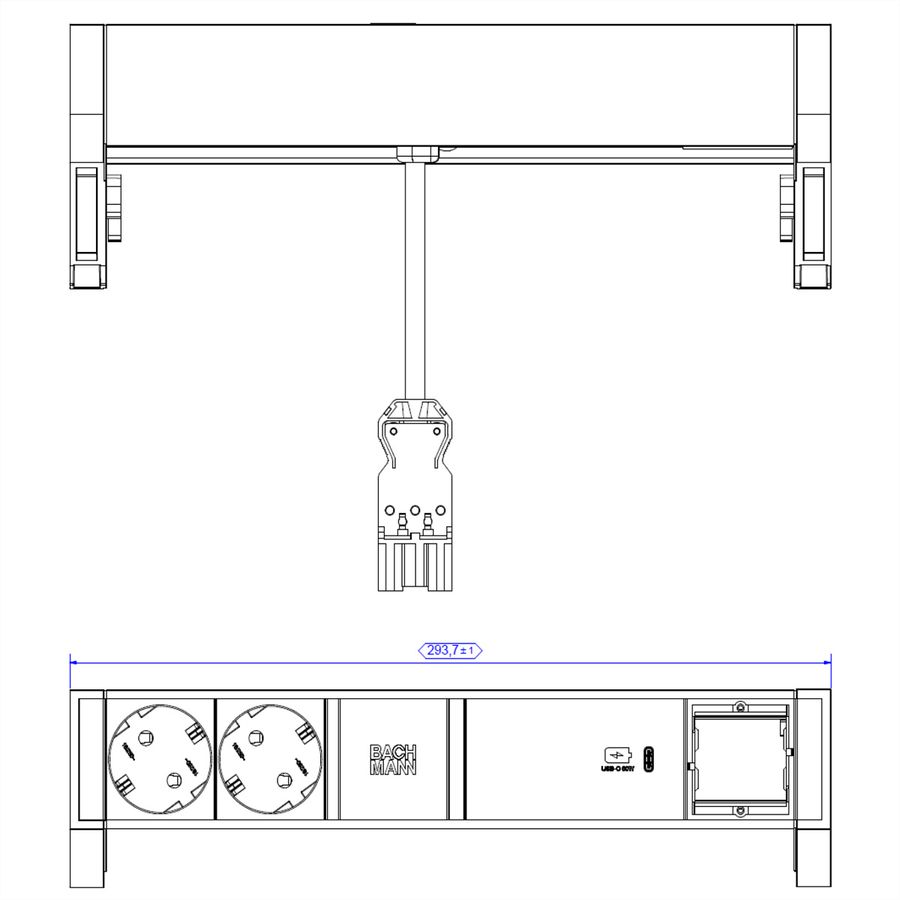 BACHMANN DESK2 2x contact de protection USB C