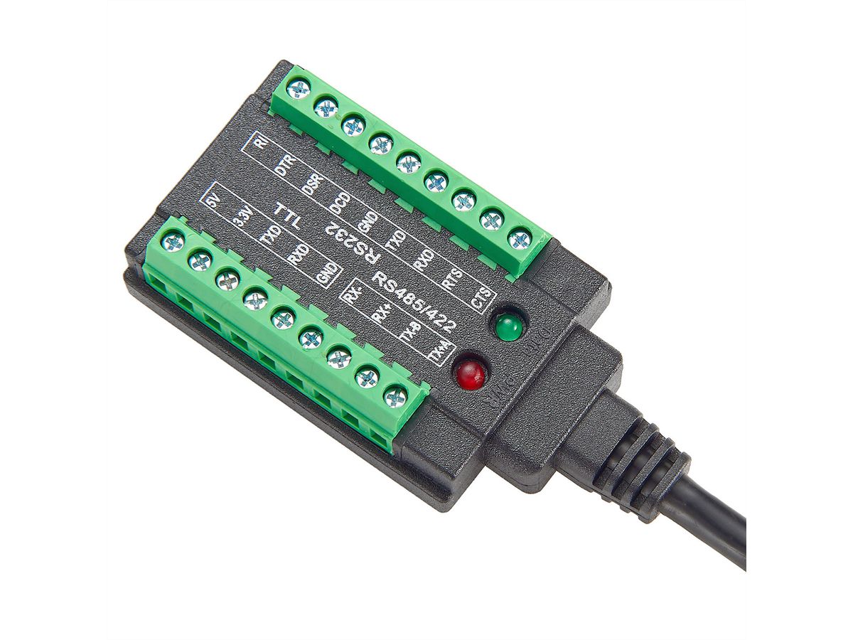 EXSYS EX-13003 Câble USB vers série 1S RS-232/422/485/TTL, bloc terminal, 1.0 m (chipset FTDI)