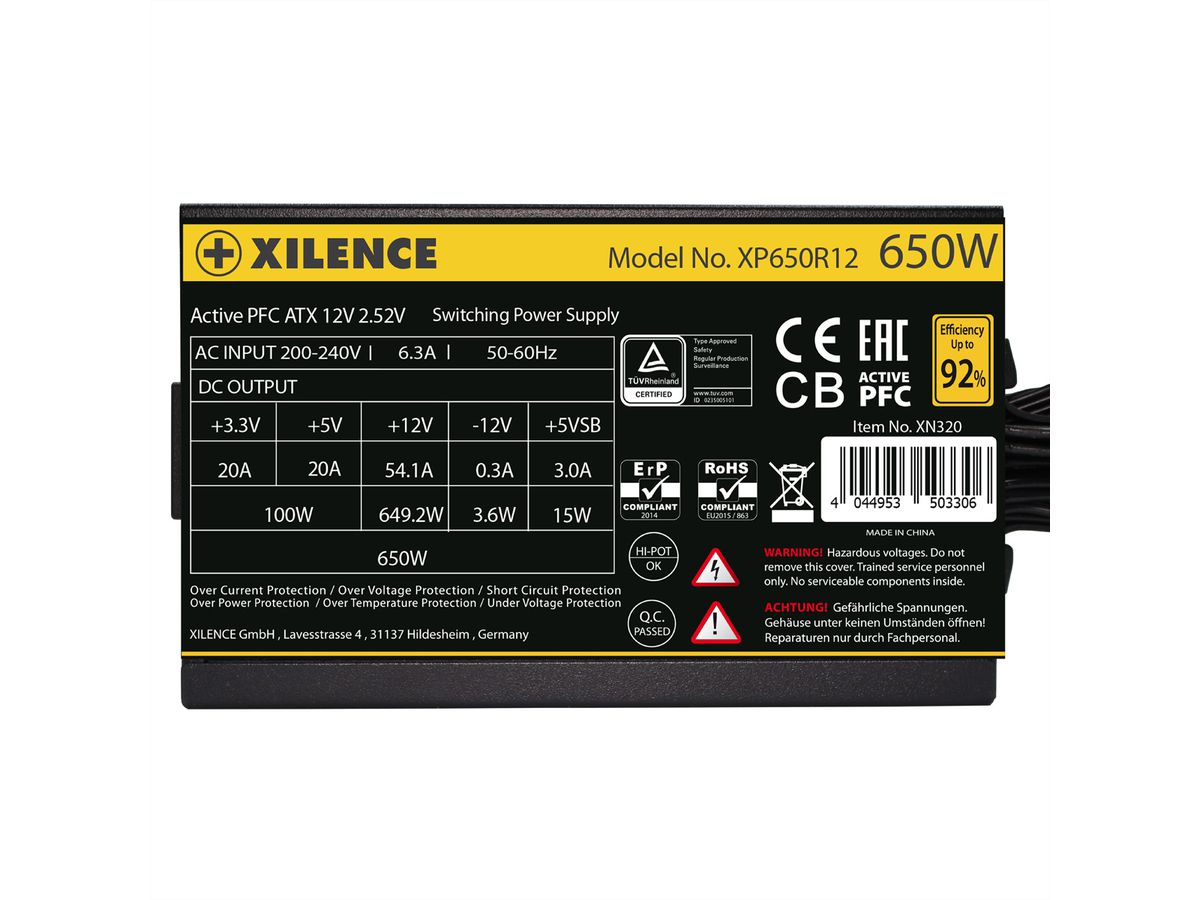 Xilence XP650R12 650W Alimentation PC, Meet 80+ Gold, Gaming, ATX