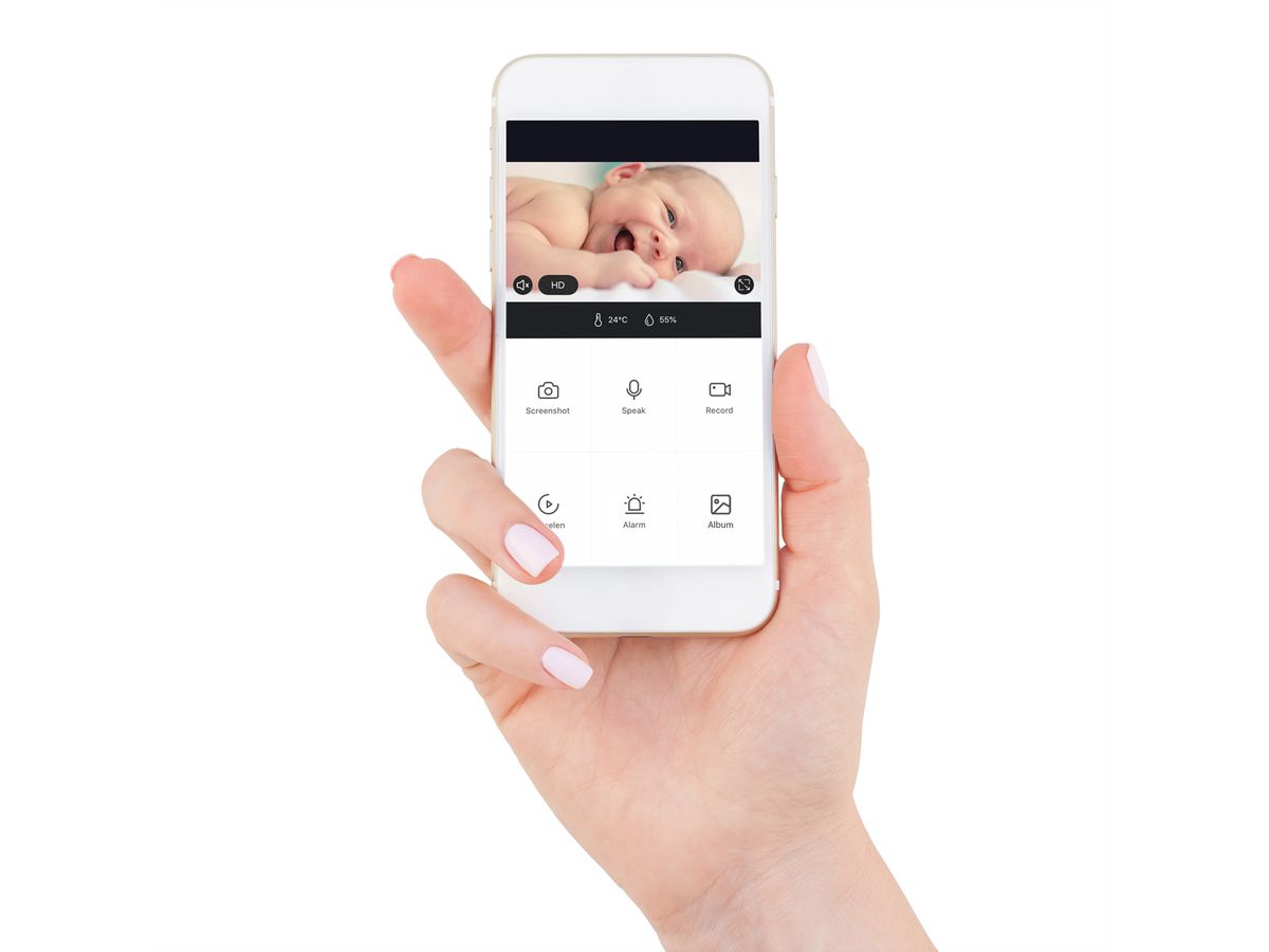 Alecto SMARTBABY5 - Babyphone Wi-Fi avec caméra, Blanc