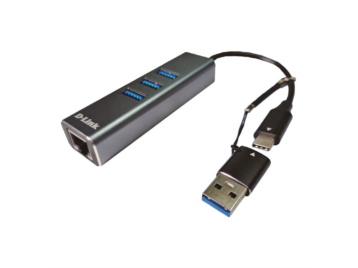 D-Link DUB-2332 Adaptateur USB-C Gigabit avec 3 ports USB3.0