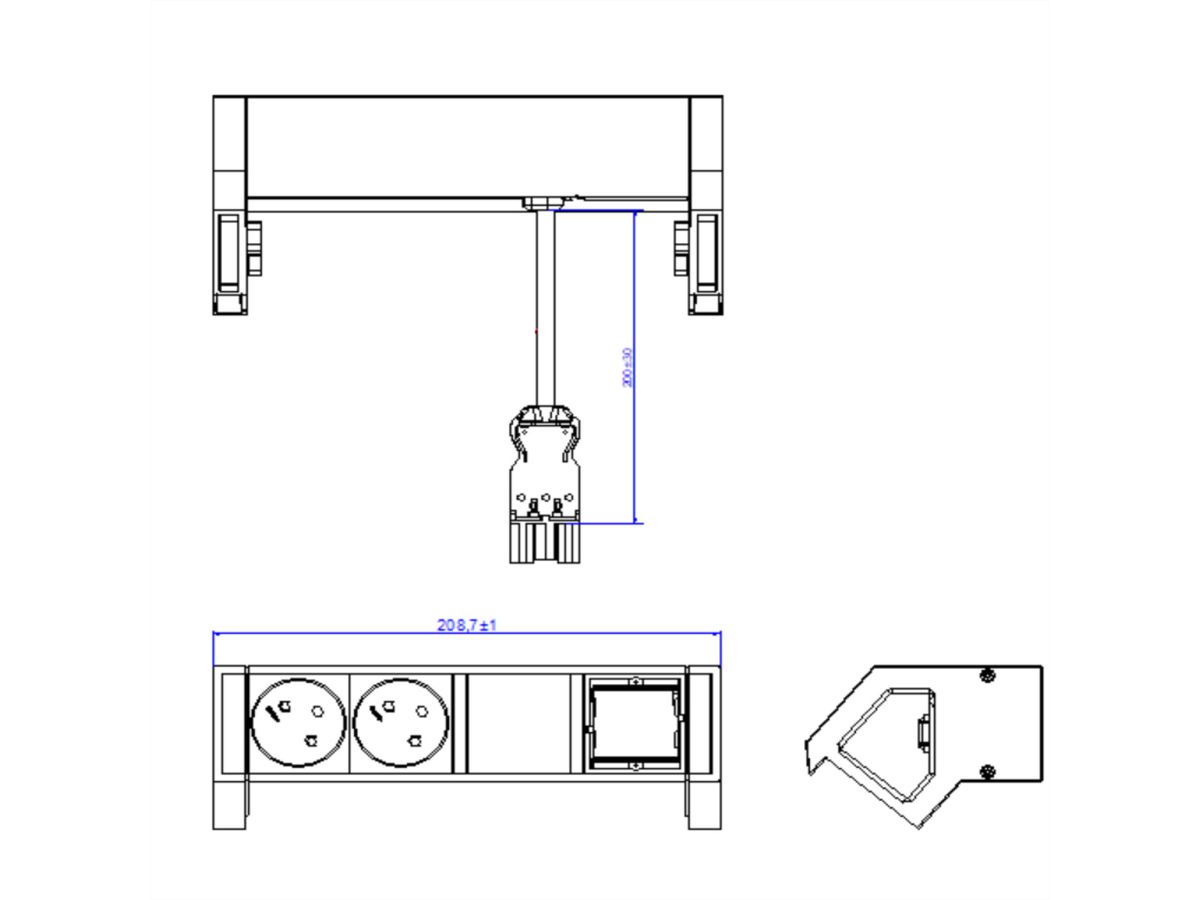 BACHMANN DESK2 2xCEE7/3 1xCM 0,2m GST18 RAL9005