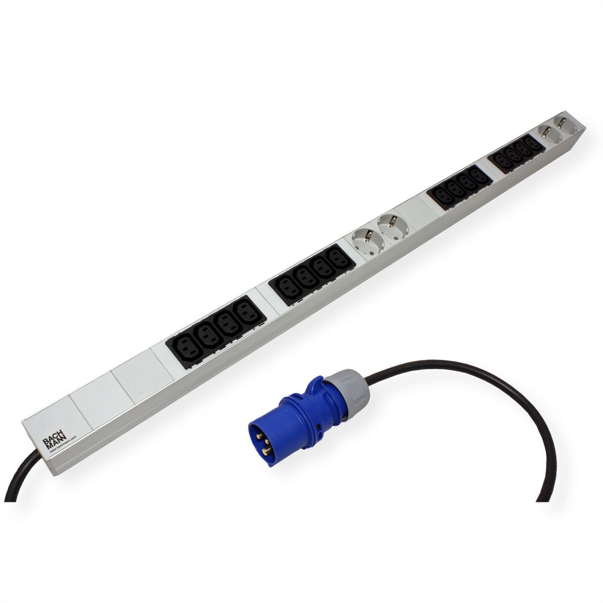 BACHMANN IT PDU ALU 1UH 16x C13 4x contact de protection CEE 16A bleu