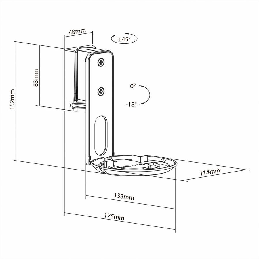 Nedis Lautsprecher-Wandhalterung für Sonos Era100 schwarz, Wand, 3 kg, neig- und drehbar