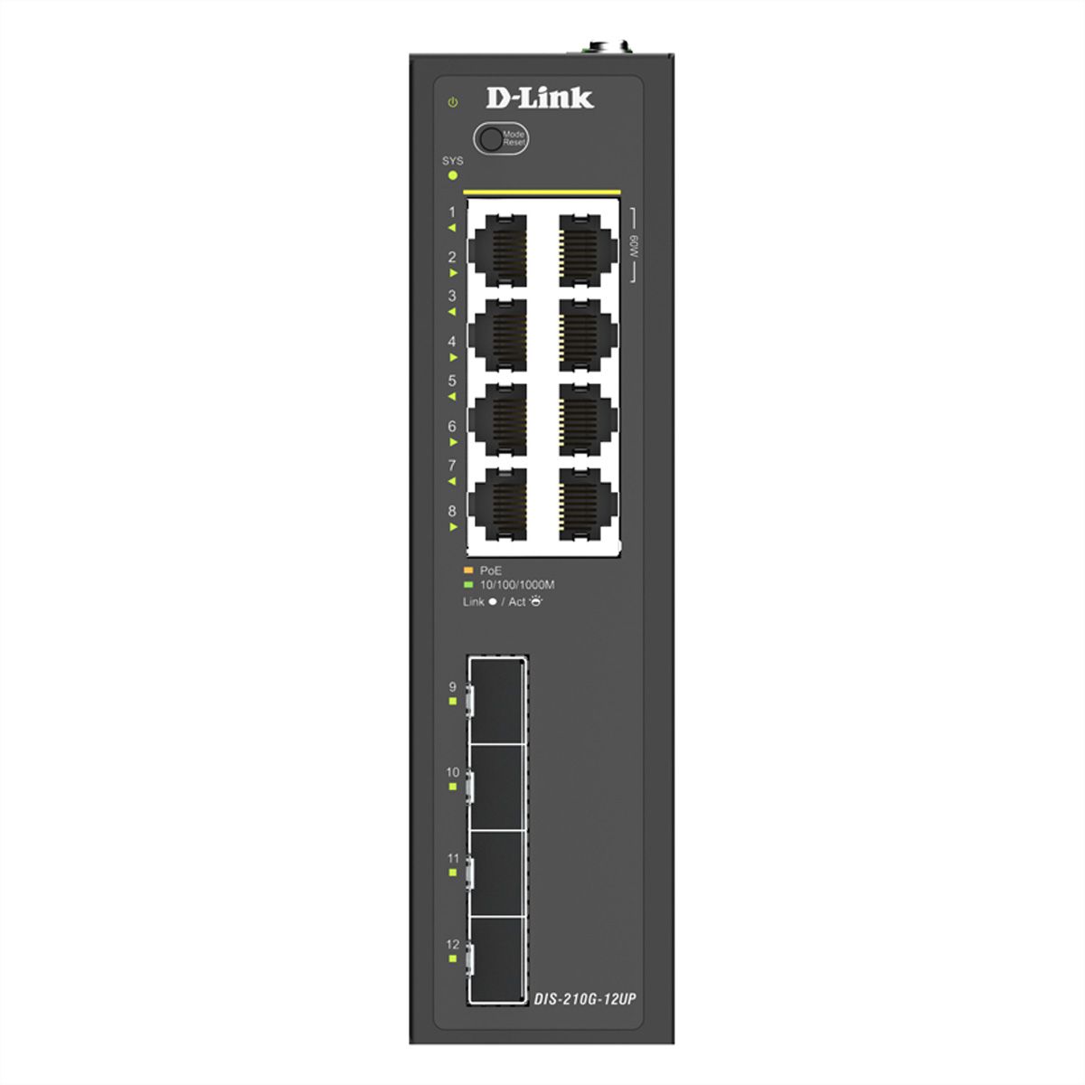D-Link DIS-210G-12UP Switch 12 ports, Smart Managed Gigabit PoE industriel