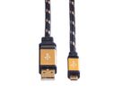 ROLINE GOLD USB 2.0 Kabel, Typ A ST - Micro B ST, Retail Blister, 0,8 m