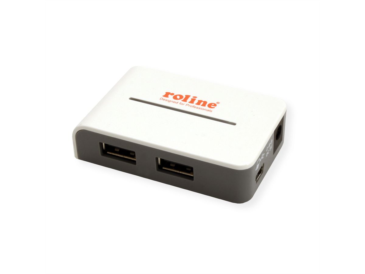 ROLINE USB 2.0 Hub "Black and White", 4 Ports, mit Netzteil