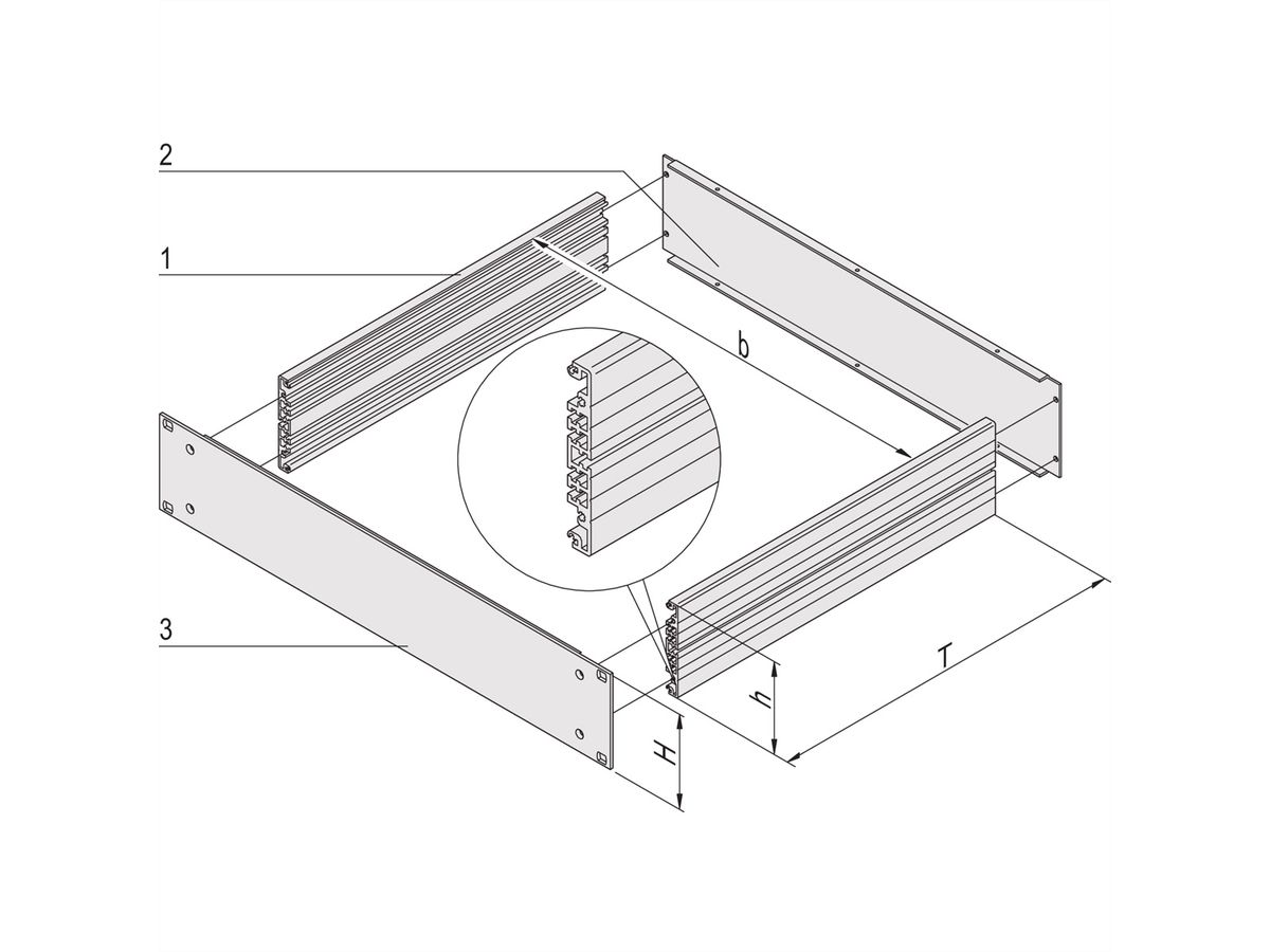 Kit de base pour châssis MultipacPRO 19" SCHROFF, 3 U, profondeur 340 mm