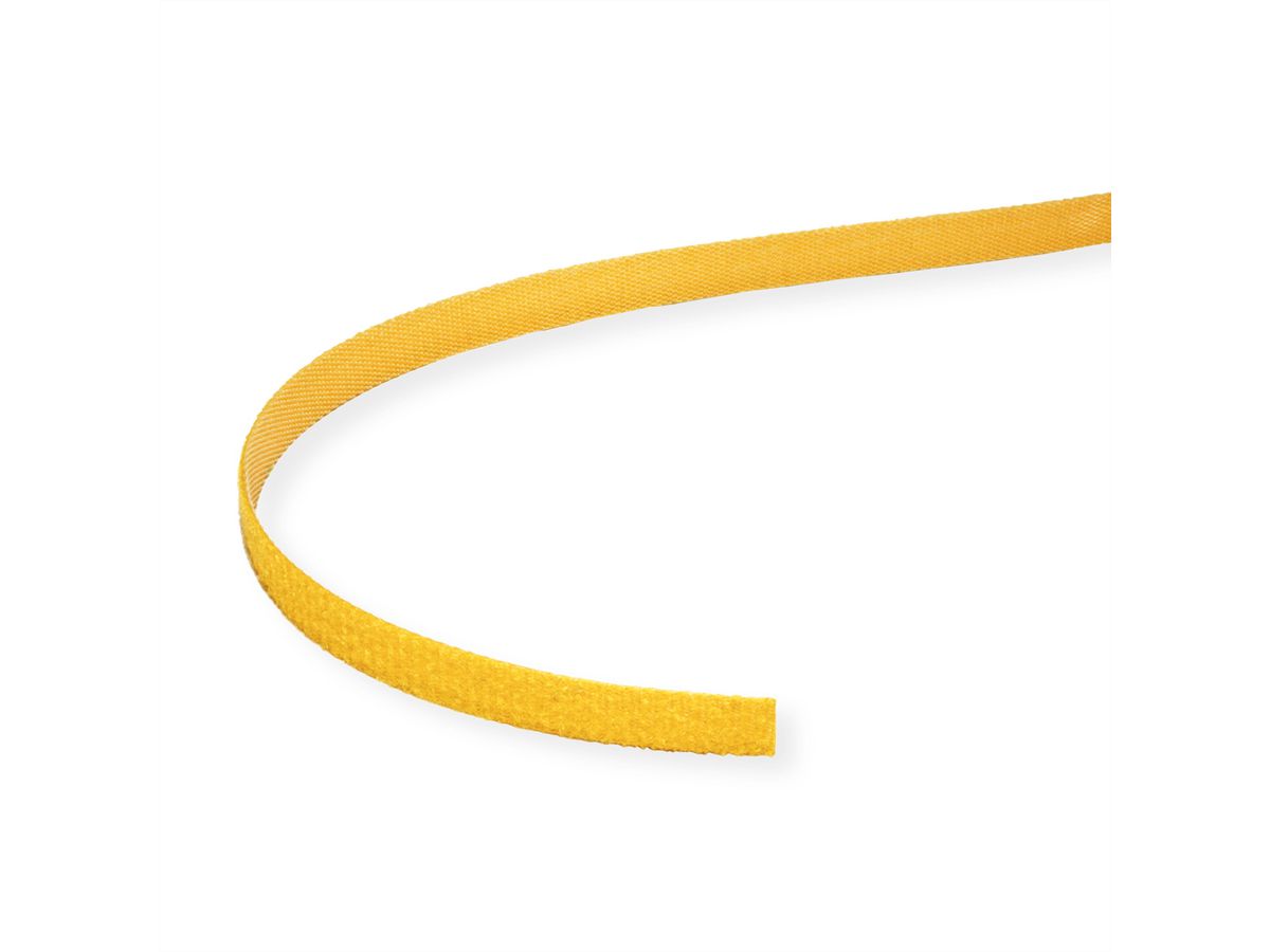 VALUE Bande auto-agrippante sur rouleau, 10mm, jaune, 25 m