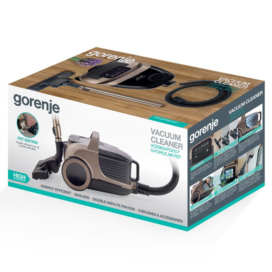 Gorenje Aspirateur VCE08GAPGOCY, 170 W, 3,3 L, sans sac
