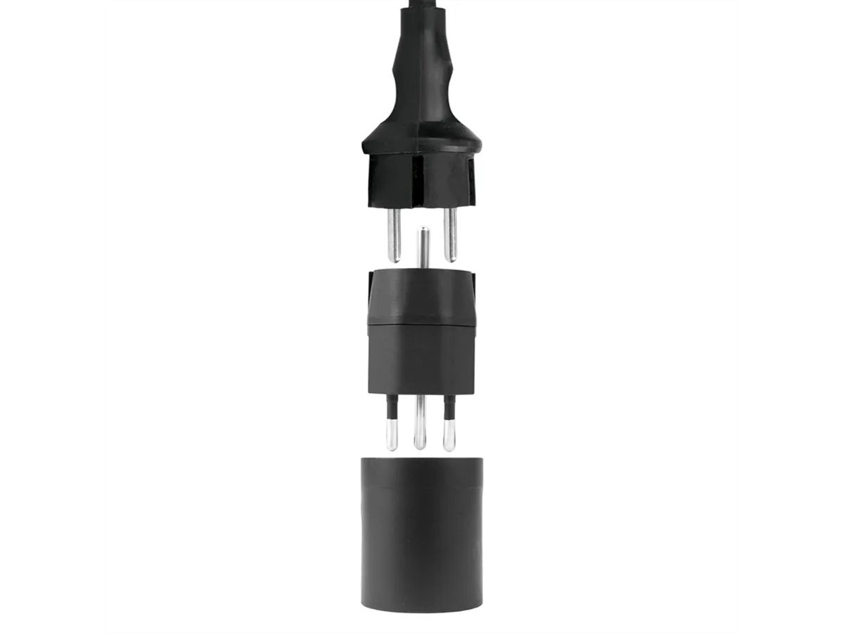 Steffen FIX Adapter DE/CH, CEE7/17 T12 3-polig dezentral schwarz