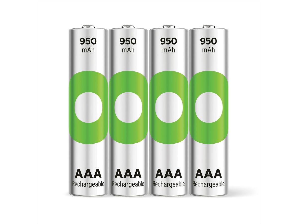 GP Batteries Recyko+, Akku 4xAAA, 950 mAh, 1,2 V