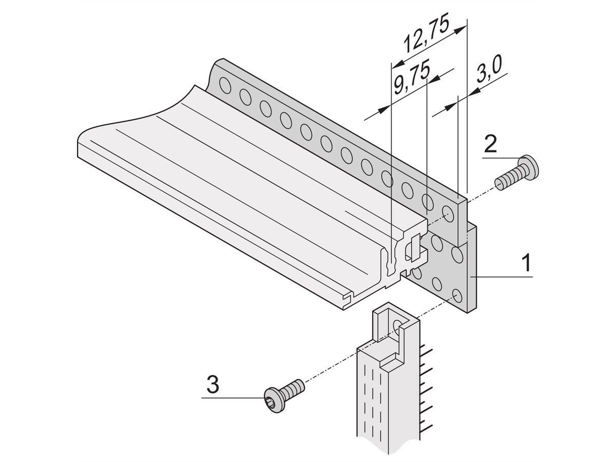 Rails en Z pour connecteurs, EN 60603-2, 60 HP